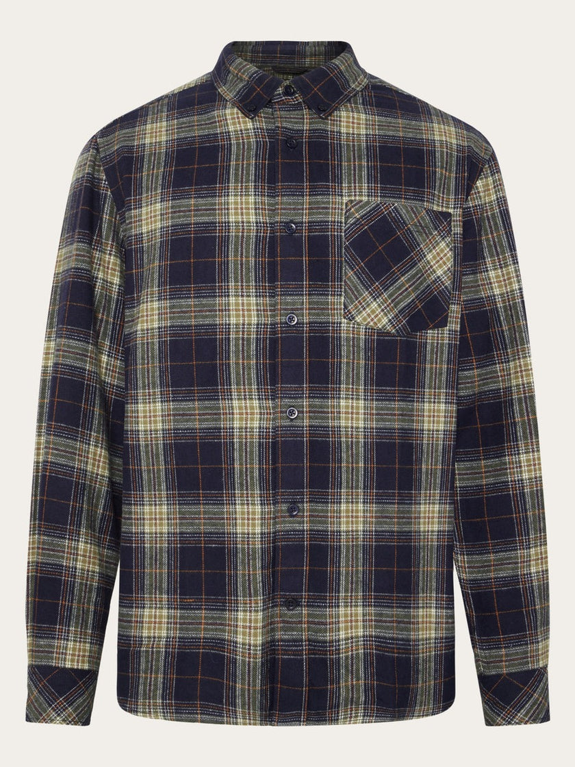 Knowledge Cotton Checked Flannel Shirt Donkerblauw Heren