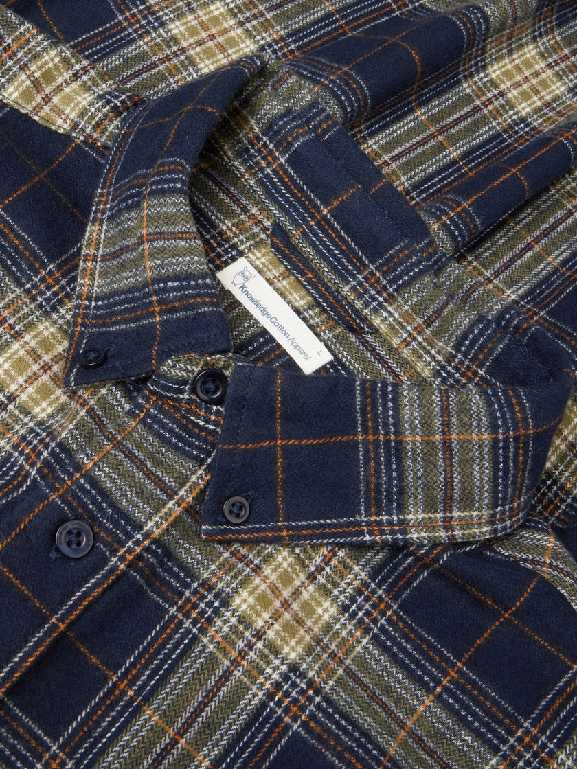 Knowledge Cotton Checked Flannel Shirt Donkerblauw Heren
