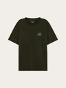 Knowledge Cotton Chest Embroidery T-shirt Donkergroen Heren