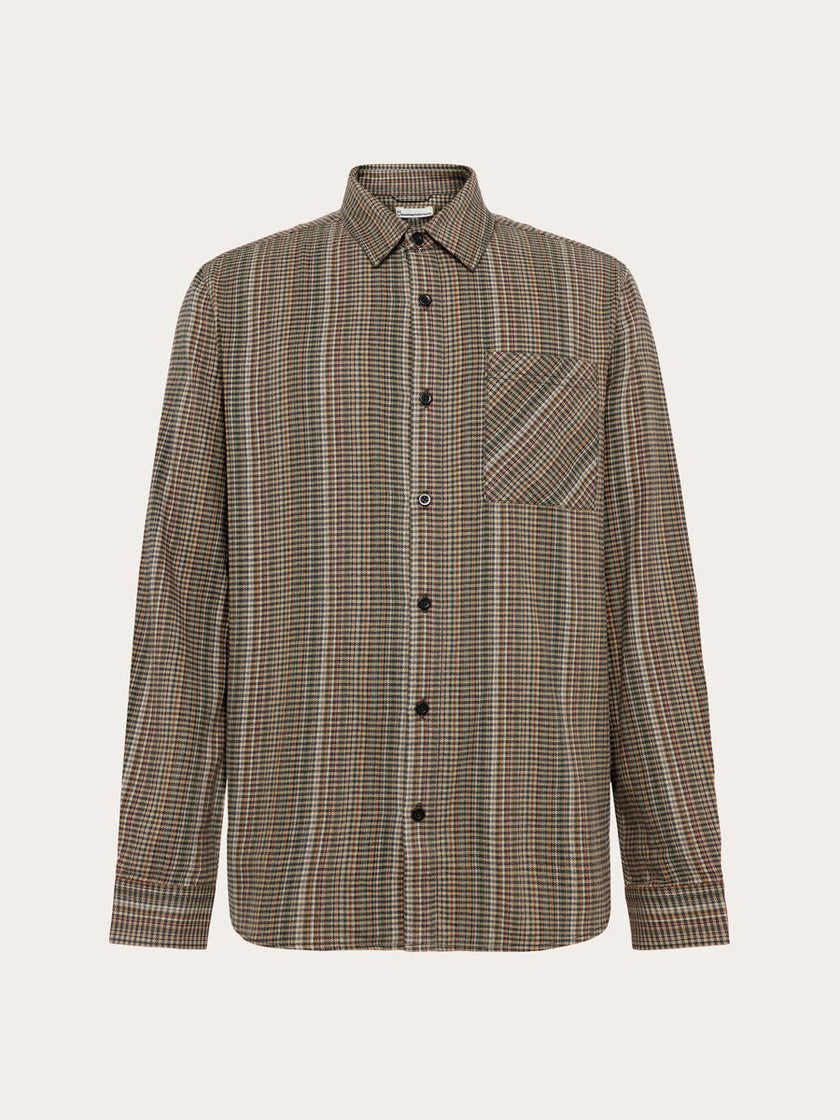 Knowledge Cotton Dune Regular Check Shirt Bruin Heren