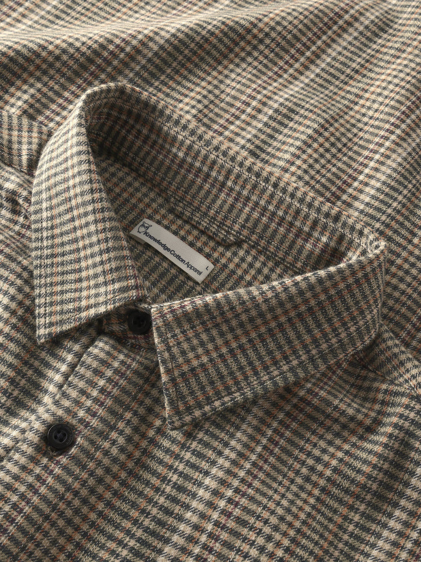 Knowledge Cotton Dune Regular Check Shirt Bruin Heren