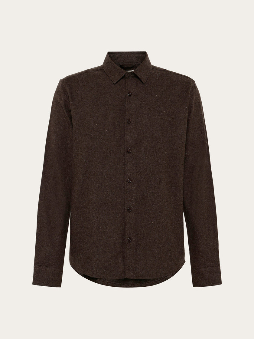 Knowledge Cotton Dune Regular Flannel Shirt Donkerbruin Heren