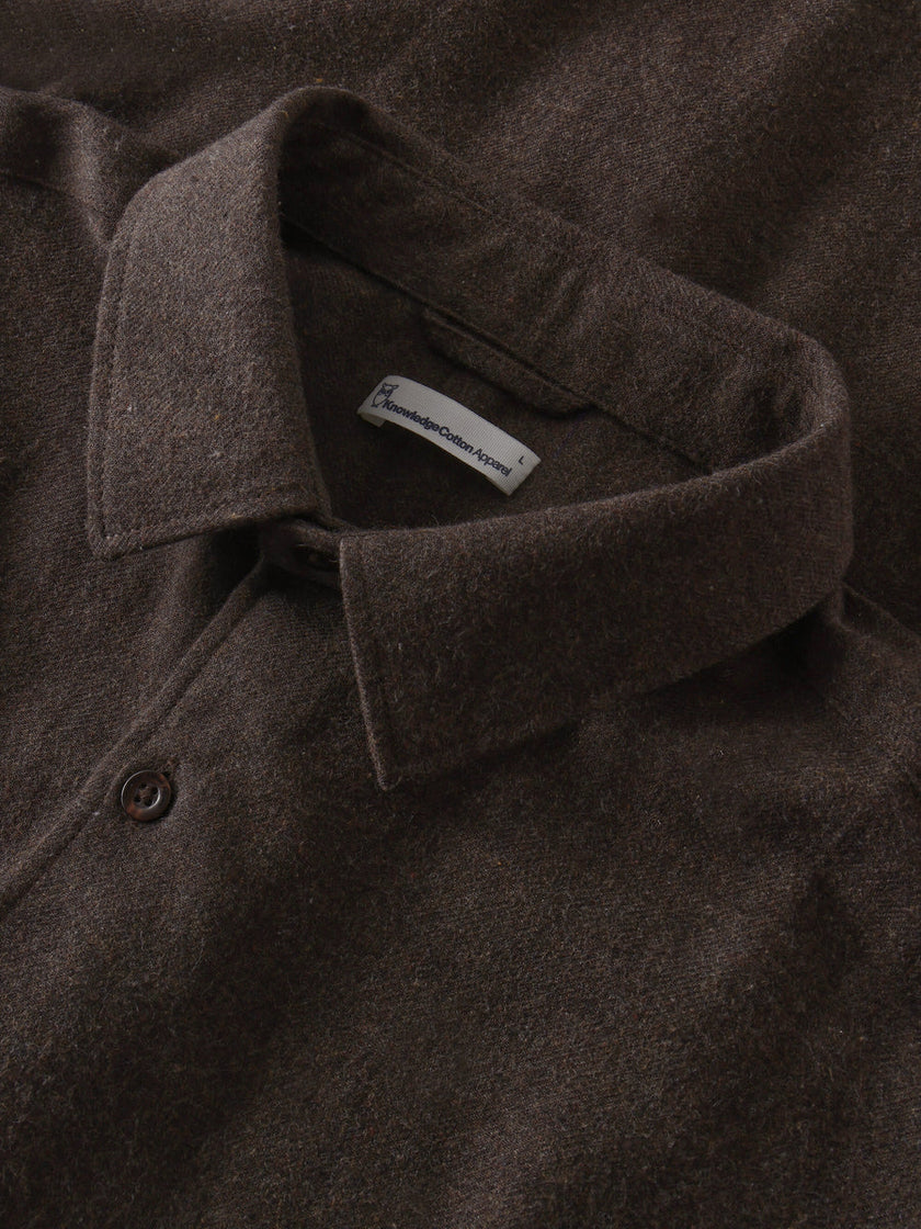 Knowledge Cotton Dune Regular Flannel Shirt Donkerbruin Heren