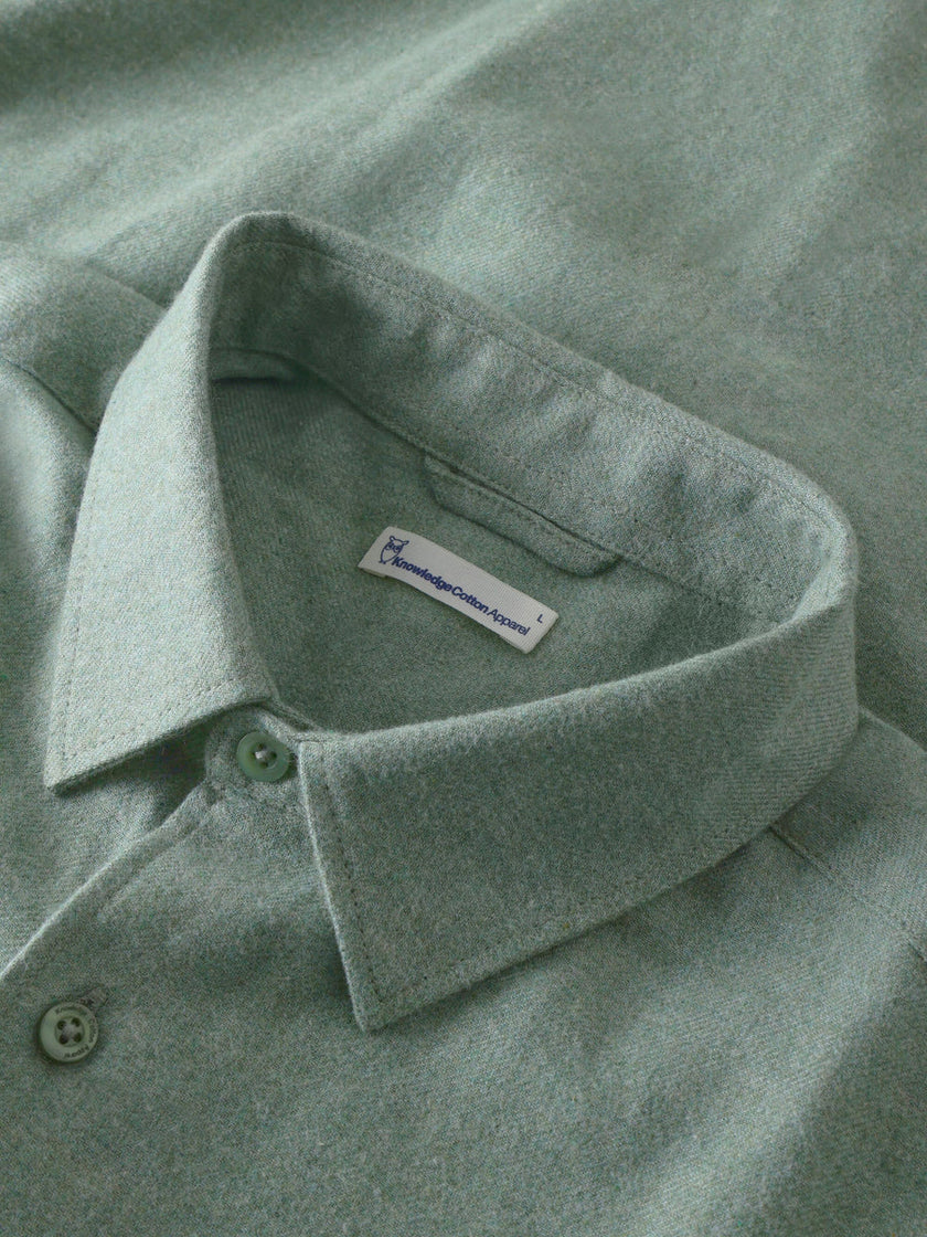 Knowledge Cotton Dune Regular Flannel Shirt Lichtgroen Heren