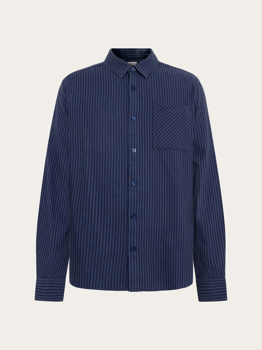 Knowledge Cotton Dune Regular Stripe Shirt Blauw Heren