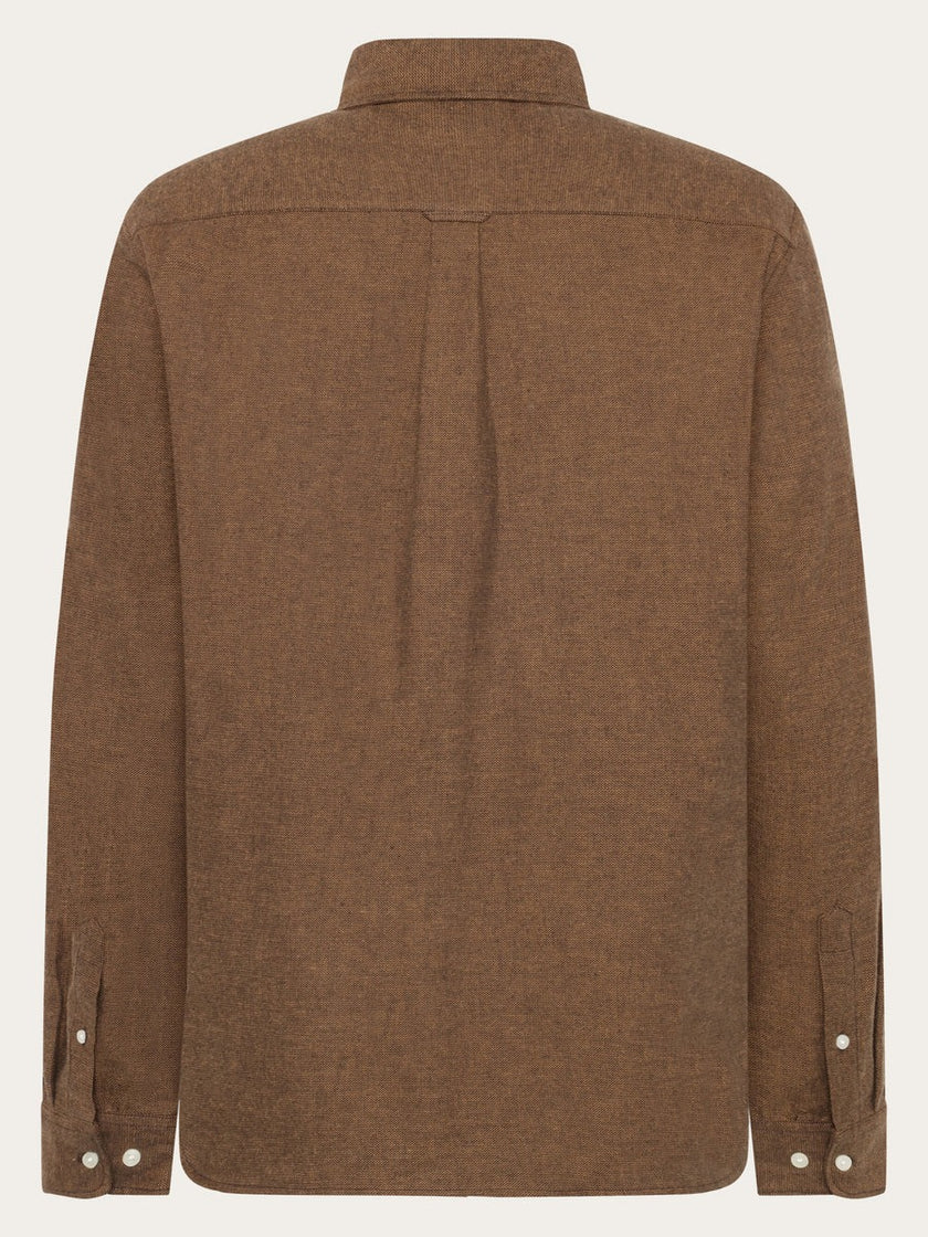 Knowledge Cotton Fishbone Flannel Shirt Bruin Heren