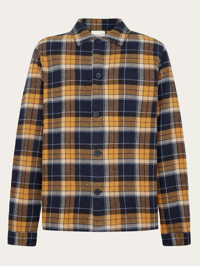 Knowledge Cotton Flannel Overshirt Donkerblauw Heren