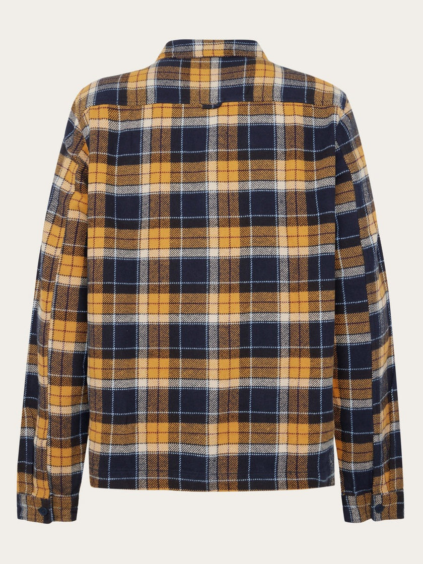 Knowledge Cotton Flannel Overshirt Donkerblauw Heren