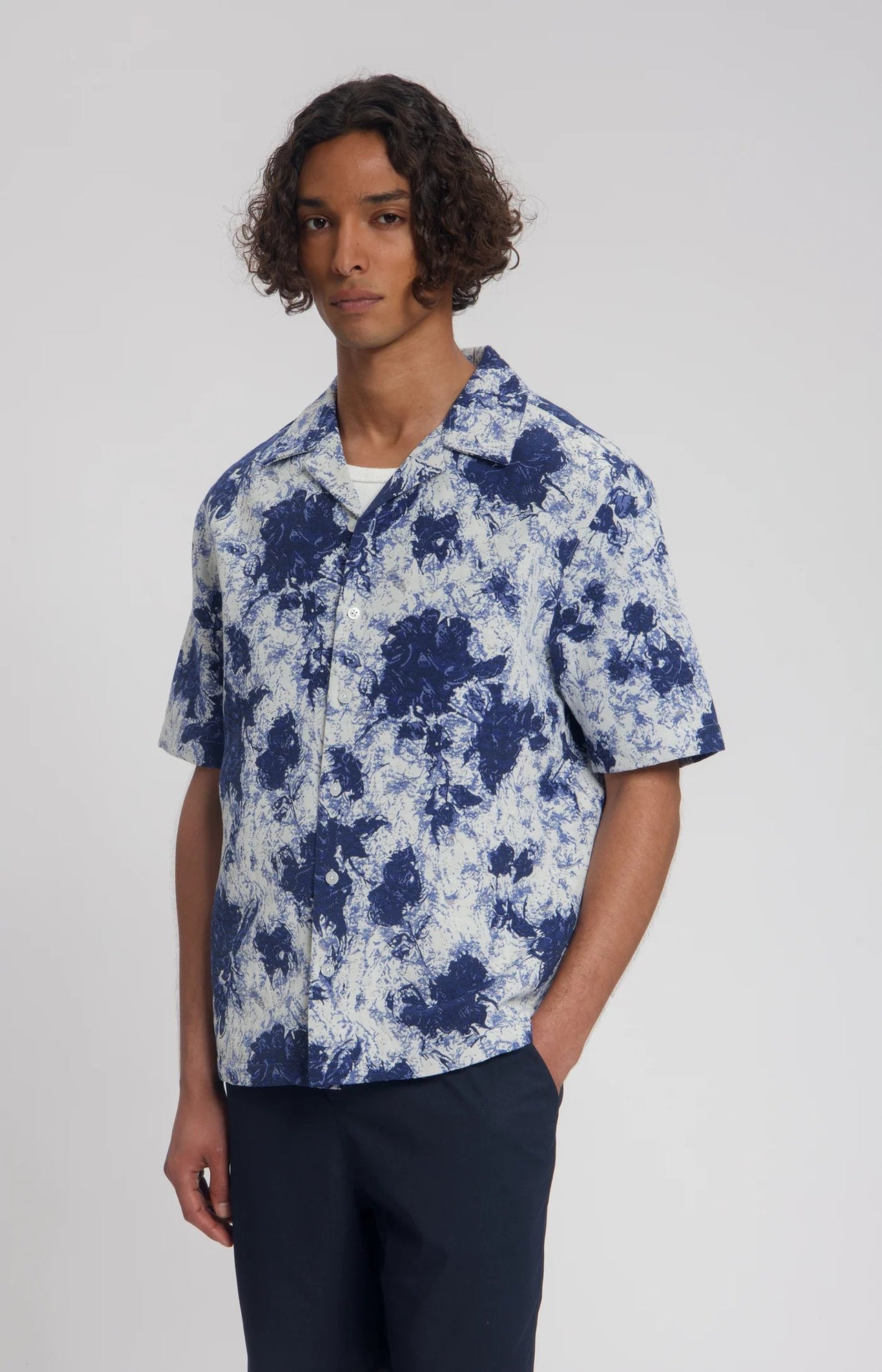 Law Of The Sea Eclat Jacquard Shirt Blauw Heren