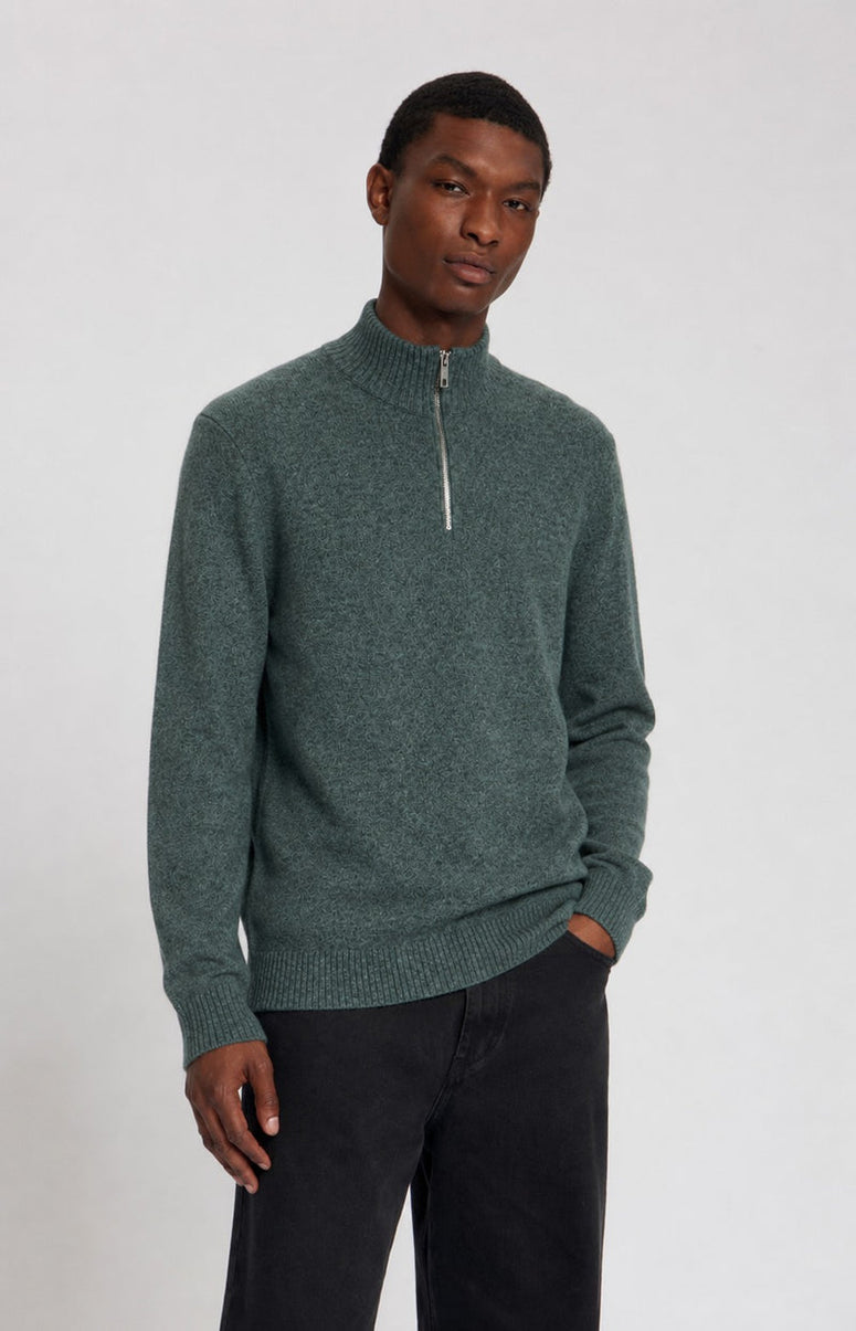 Law Of The Sea Lamar Halfzip Knit Donkergroen 