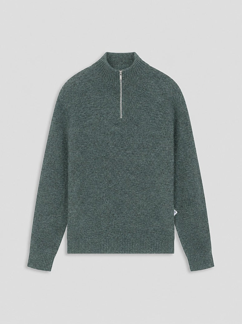 Law Of The Sea Lamar Halfzip Knit Donkergroen 