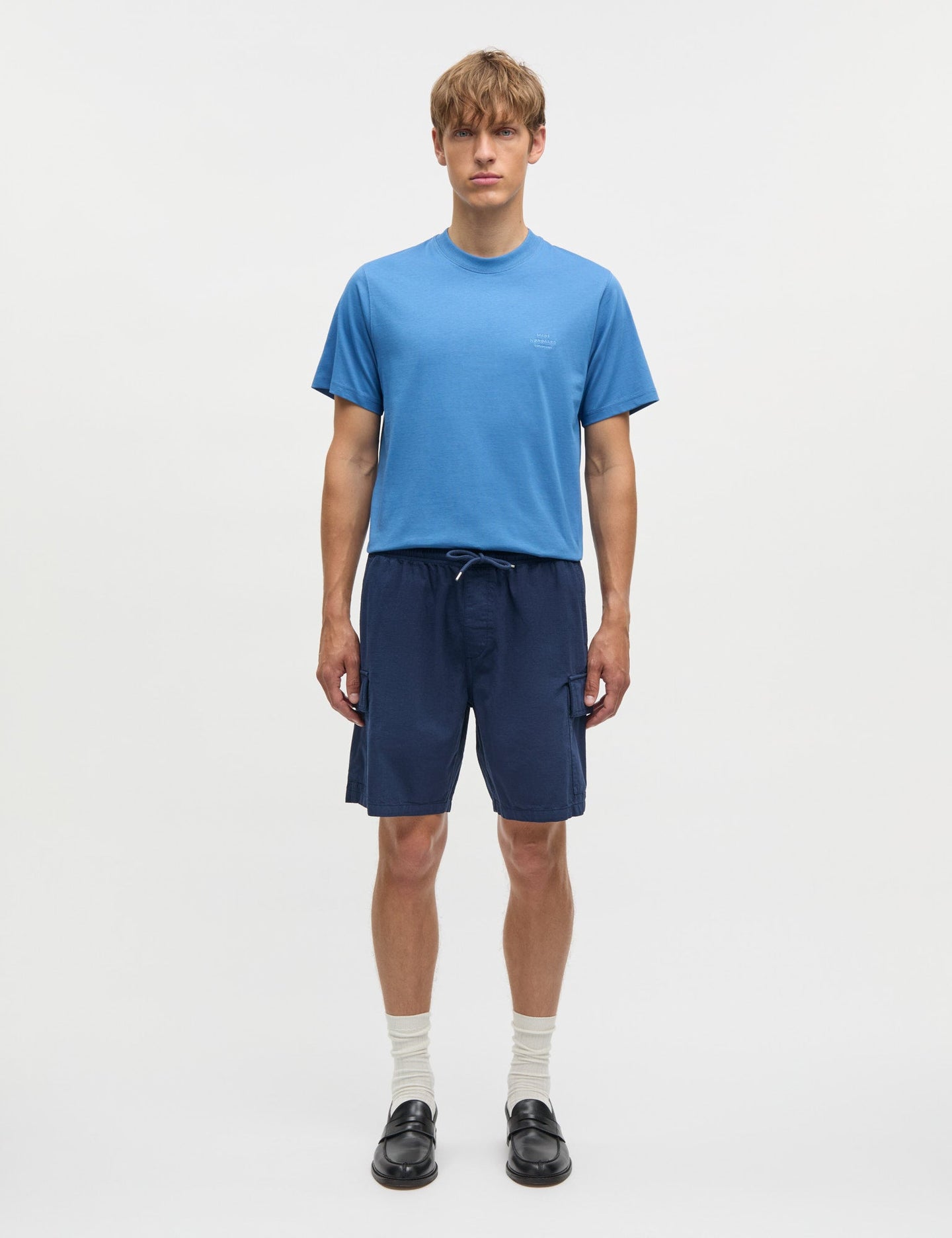 Mads Norgaard Frode Emb Logo Tee Blauw Heren