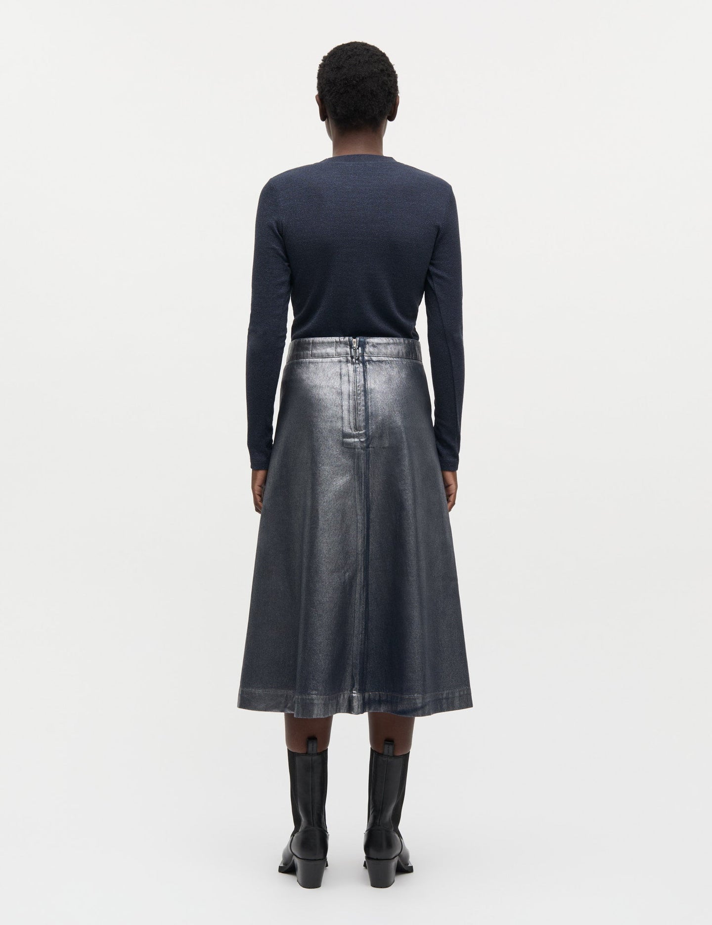 Mads Norgaard Lurex Tuba Top Ls Donkerblauw Dames