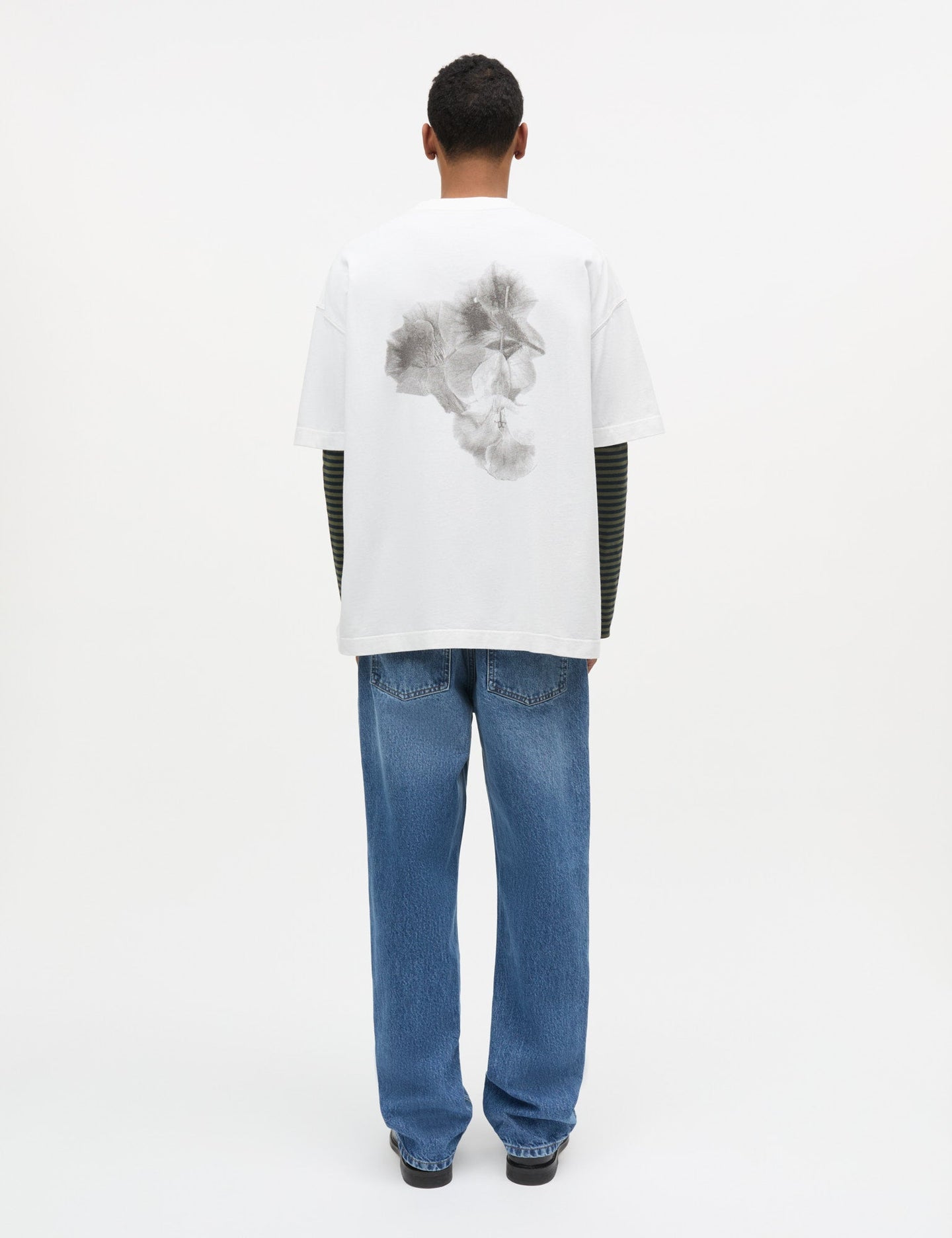 Mads Norgaard Open-End Big Flower Tee Wit Heren