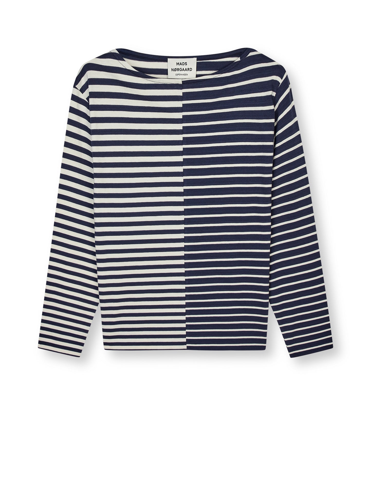 Mads Norgaard Silke Stripe Tee Ls Donkerblauw Dames
