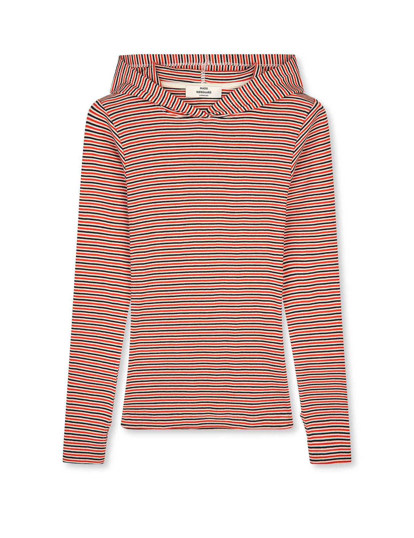 Mads Norgaard Stripe Trutti Hooded Top Donkerrood Dames