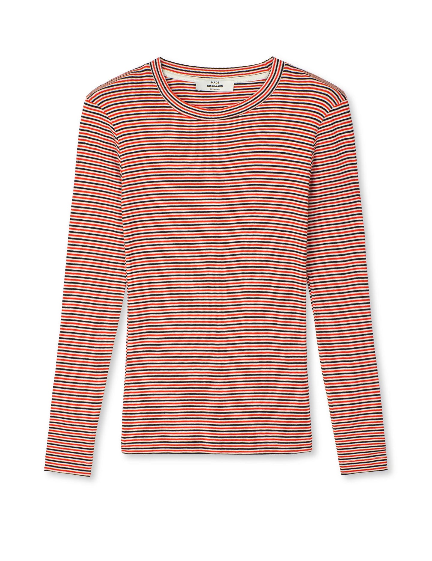 Mads Norgaard Stripe Tuba Tee Ls Donkerrood Dames