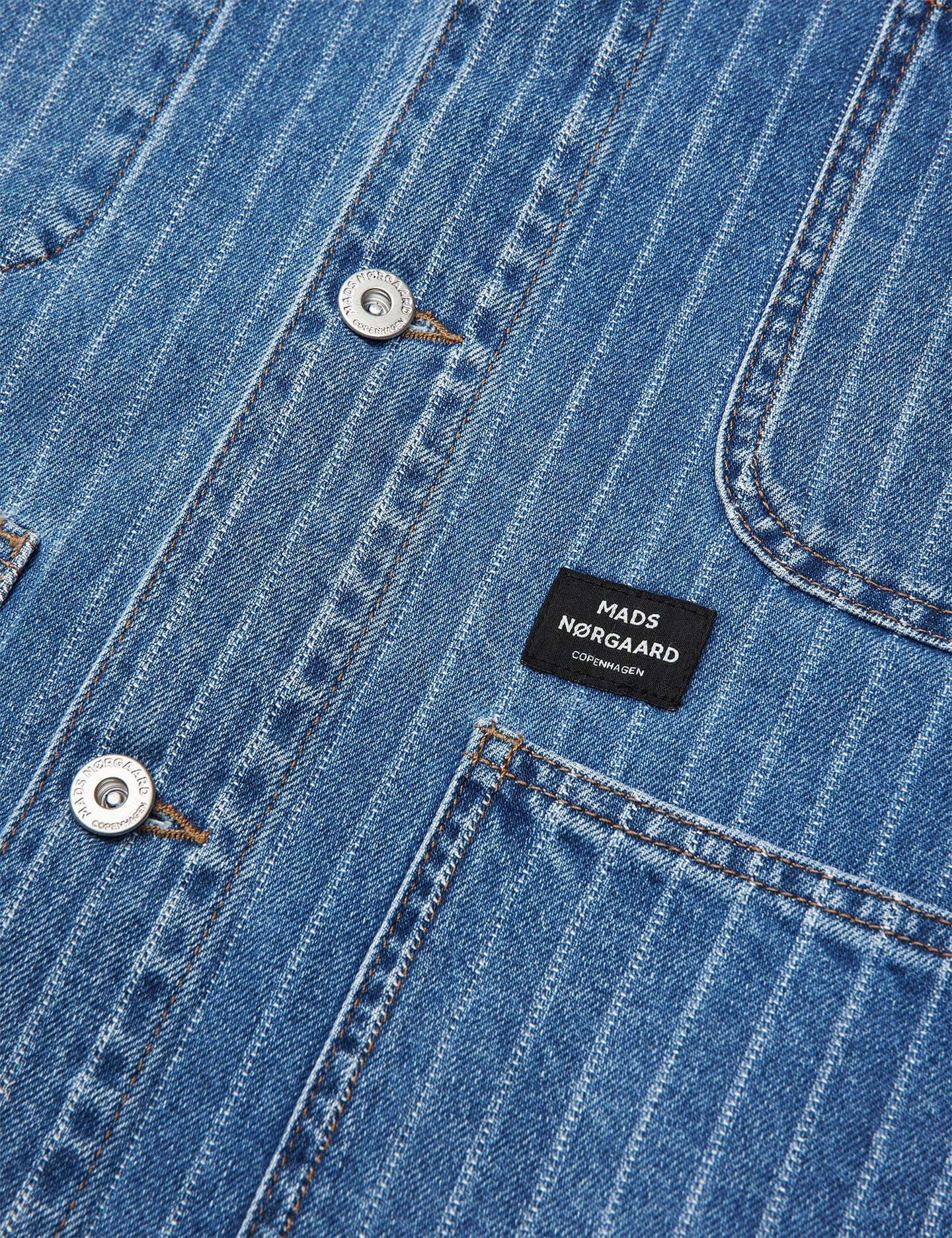 Mads Norgaard Striped Denim Chore Jacket Blauw Heren