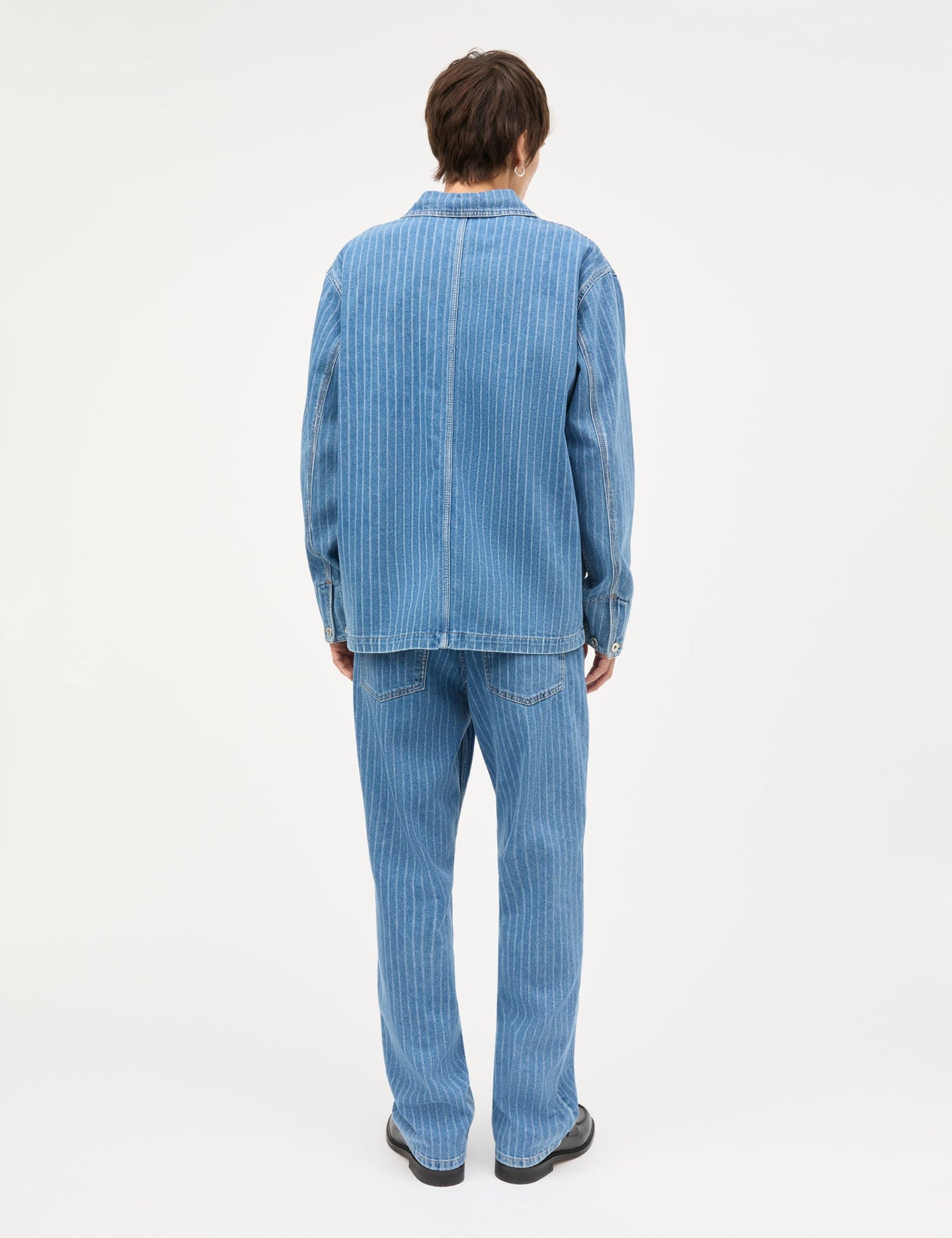 Mads Norgaard Striped Denim Chore Jacket Blauw Heren