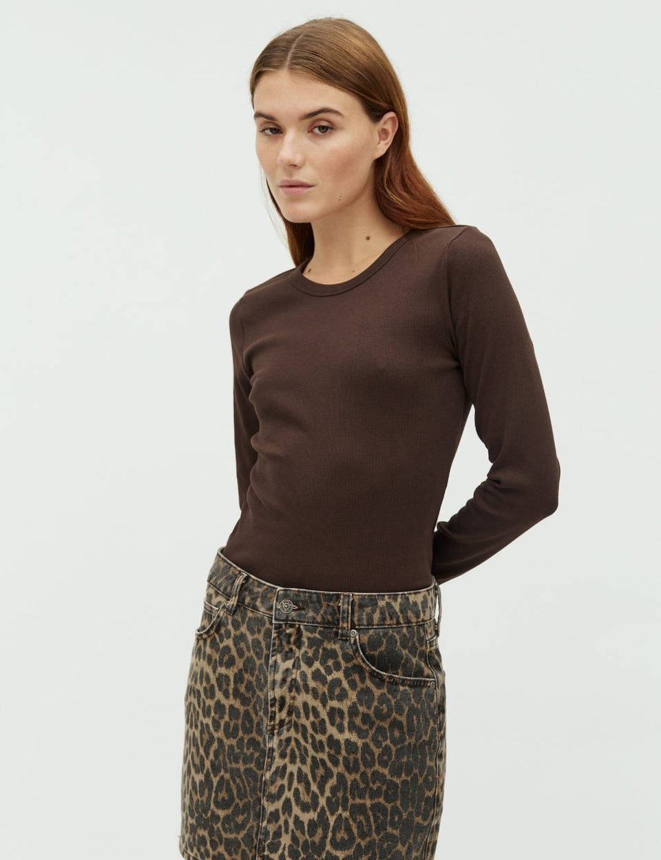 MbyM Otis Ls Tee Donkerbruin Dames