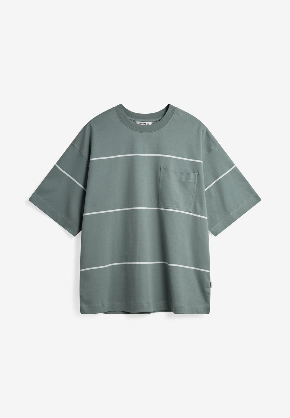Minimum Elias Ovz Ss Striped Tee Lichtgroen Heren