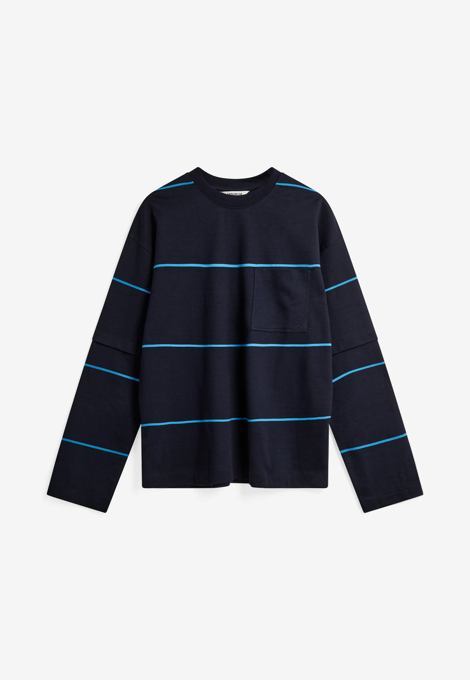 Minimum Luke Ovz Ls Striped Tee Donkerblauw Heren