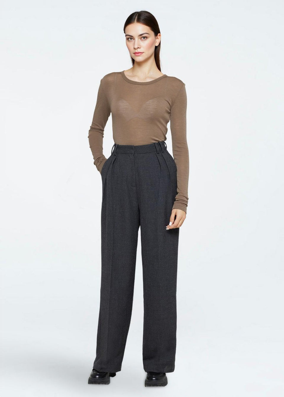 Minimum Lunay Pants Donkergrijs Dames