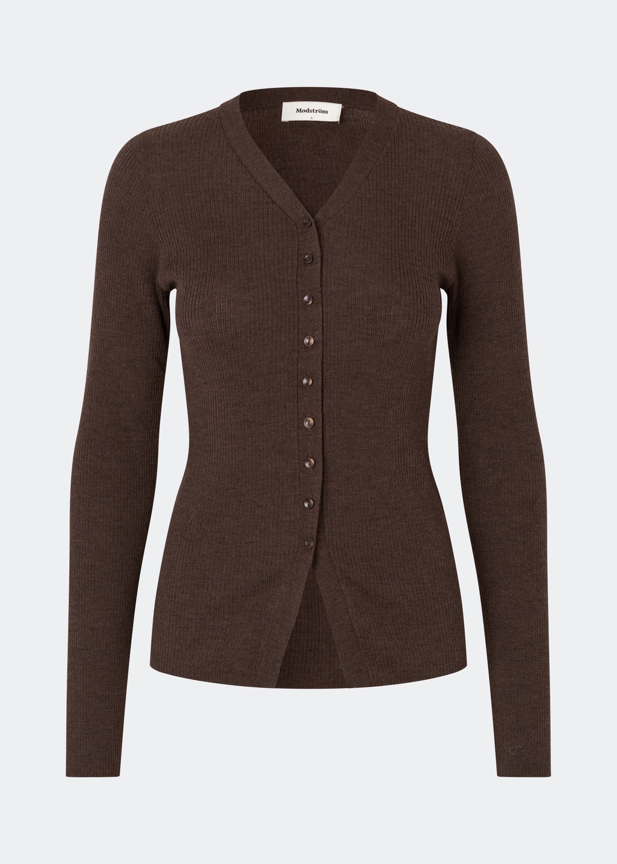 Modstrom Hiroki Vneck Cardigan Donkerbruin Dames