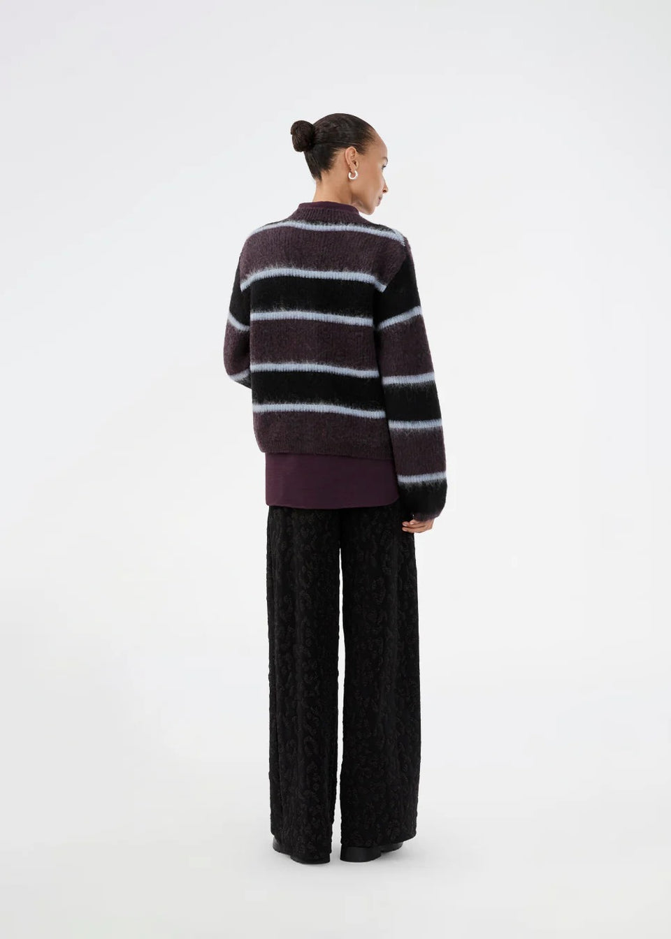 Modstrom Rafael Stripe Cardigan Donkerrood Dames