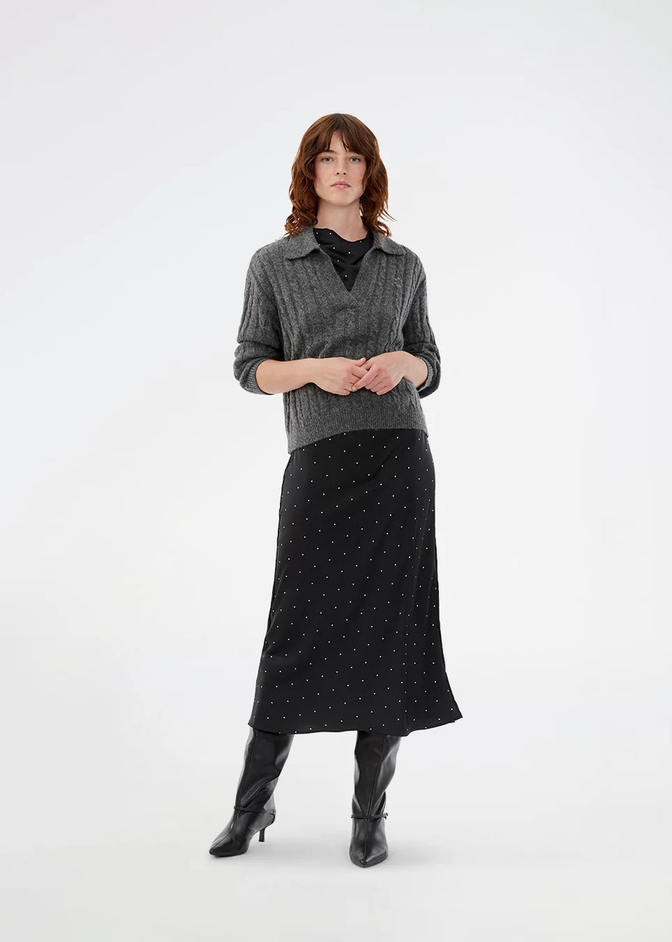 Modstrom Rise Polo Knit Donkergrijs Dames