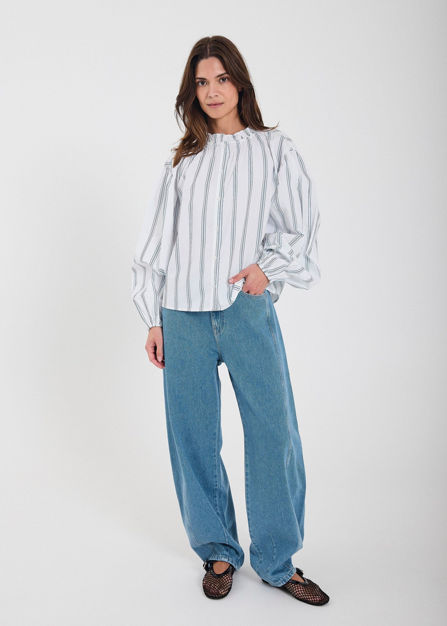 Norr Kenzie Barrel Jeans Blauw Dames