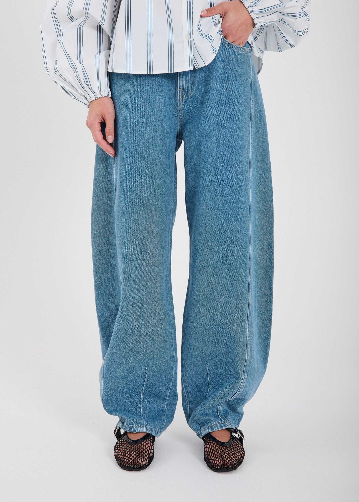 Norr Kenzie Barrel Jeans Blauw Dames
