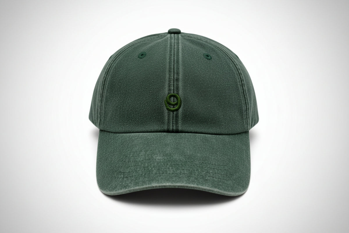 Number Nine Beach Washed Cap Groen Unisex