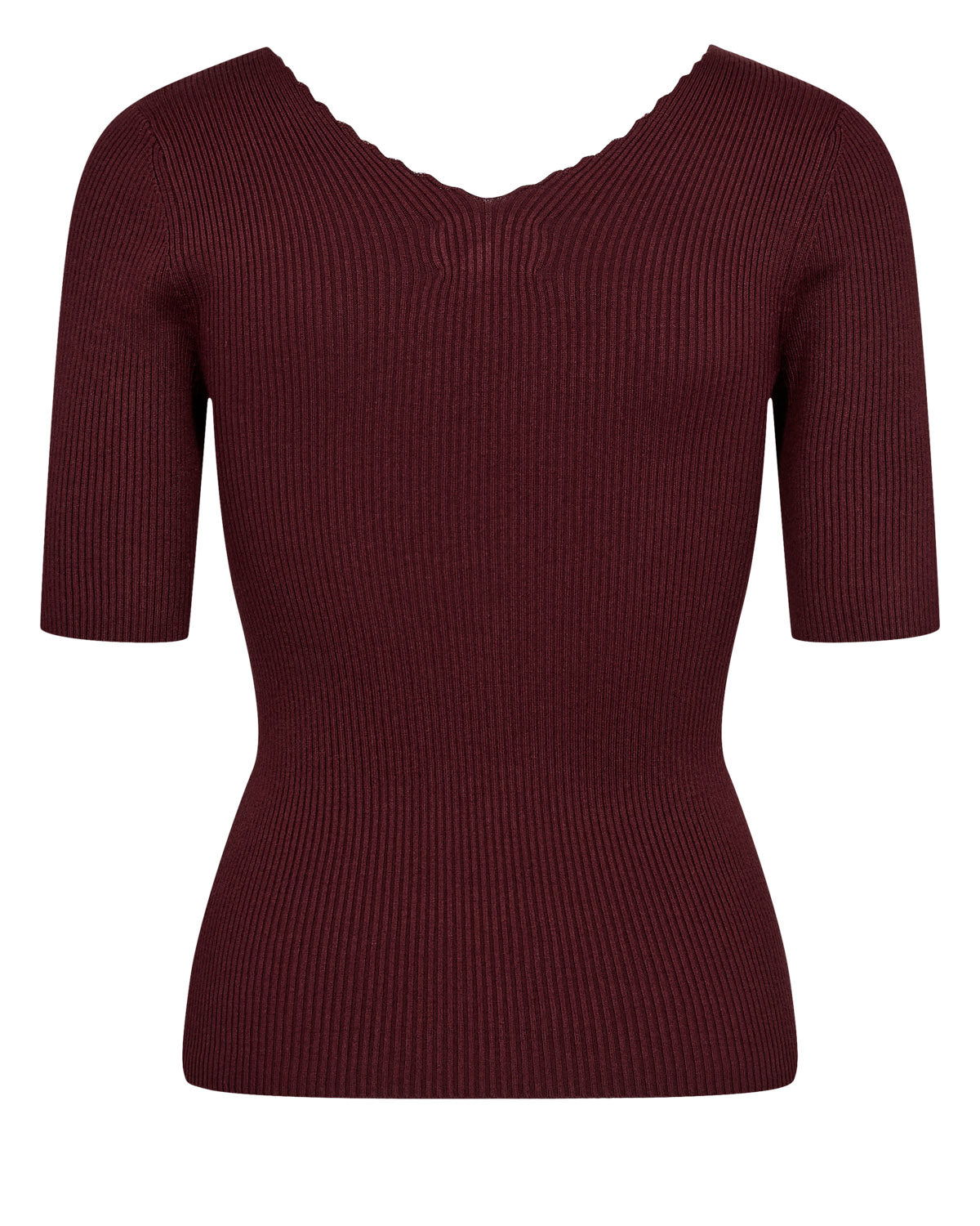 Numph Ayelet Ss Pullover Cropped Donkerrood Dames