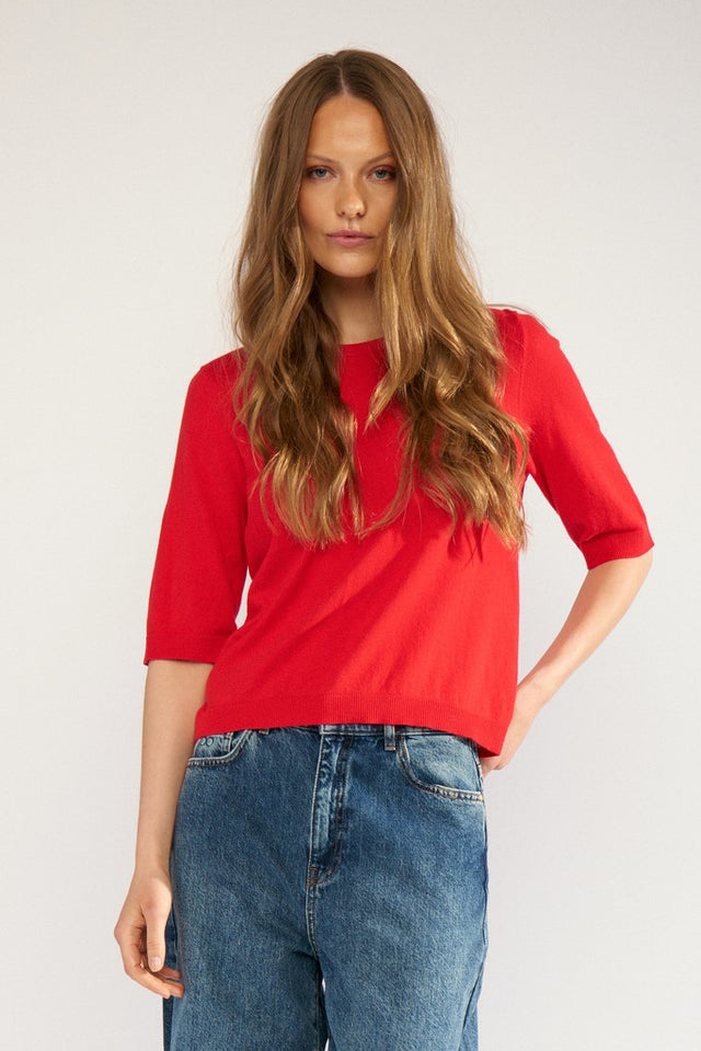 Numph Cally Ss Pullover Rood Dames