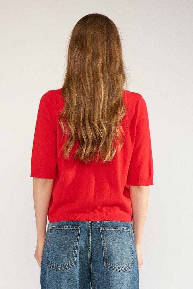 Numph Cally Ss Pullover Rood Dames