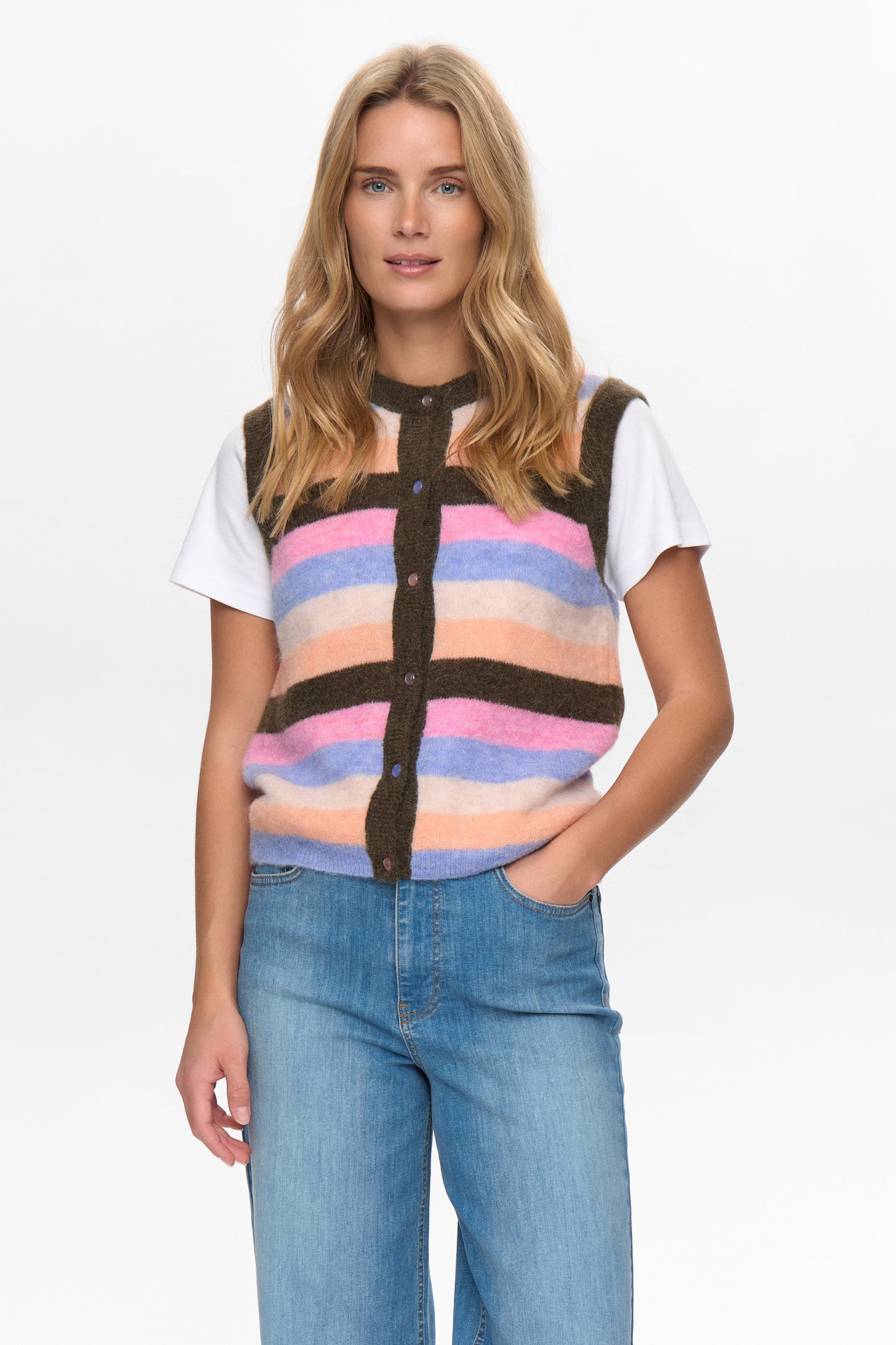 Numph Riette Stripy Vest Bruin Dames