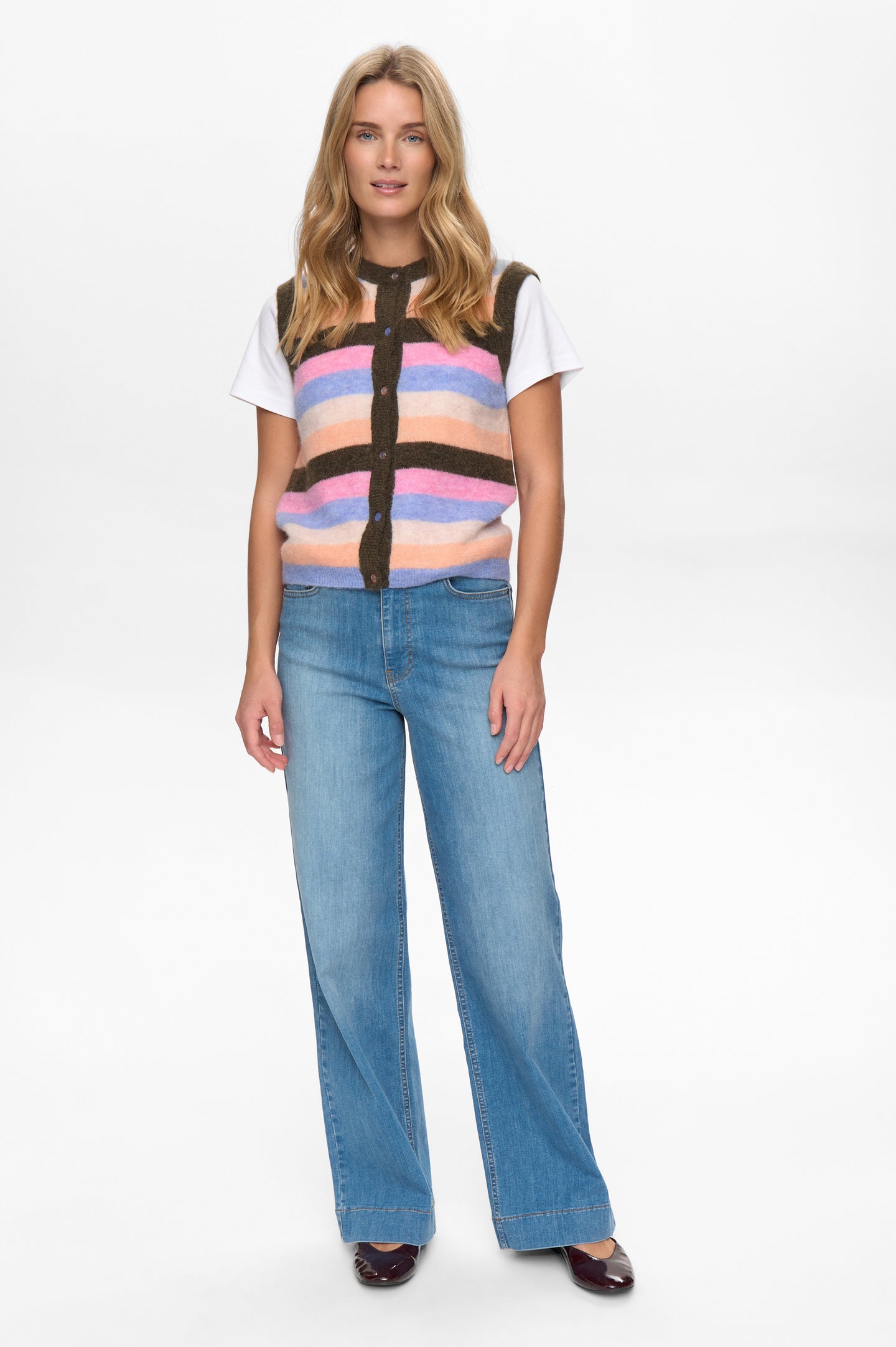 Numph Riette Stripy Vest Bruin Dames