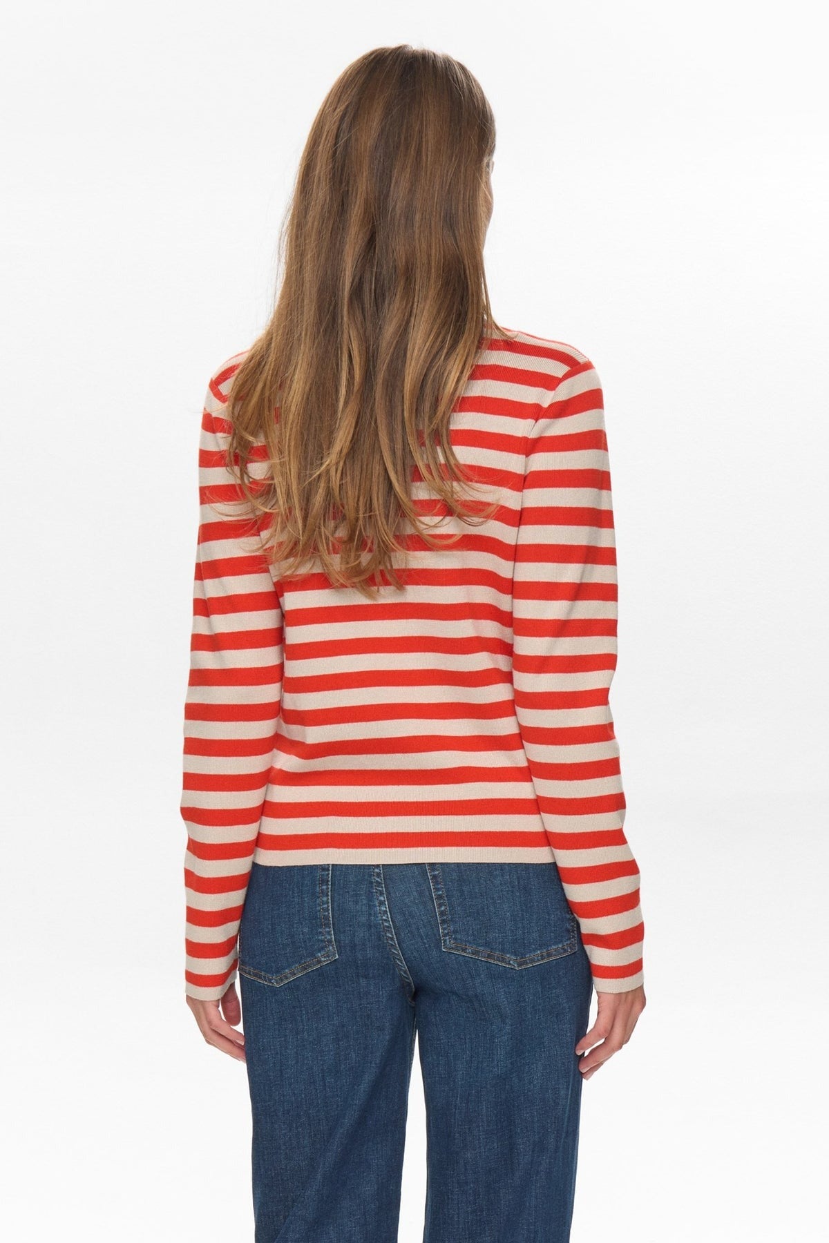 Numph Stripy Pullover Rood Dames