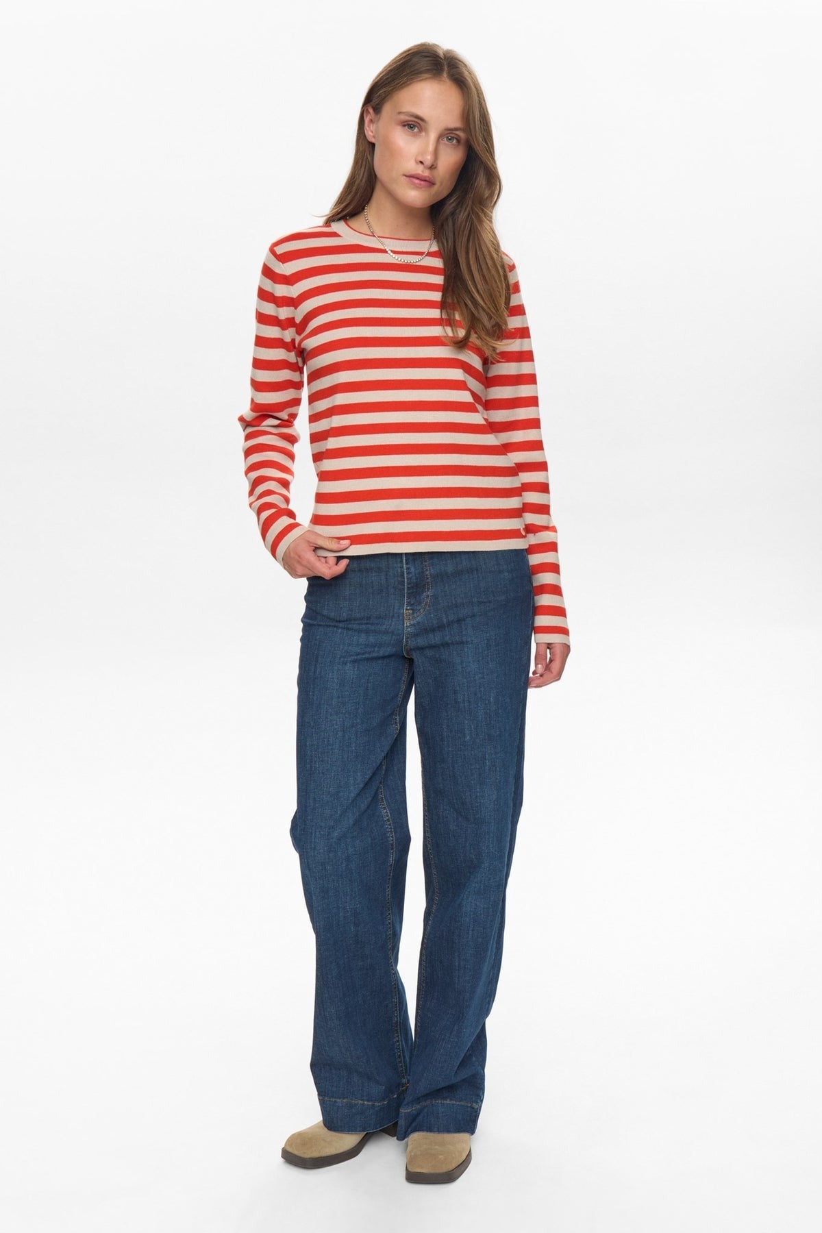 Numph Stripy Pullover Rood Dames