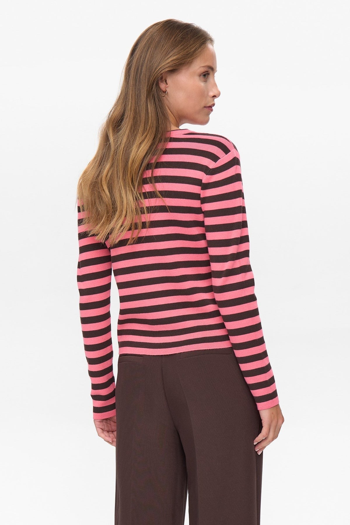 Numph Stripy Pullover Roze Dames