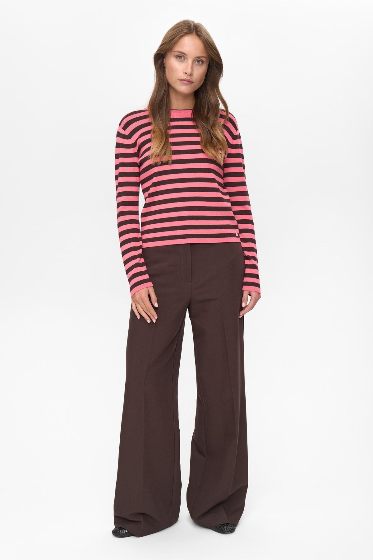 Numph Stripy Pullover Roze Dames