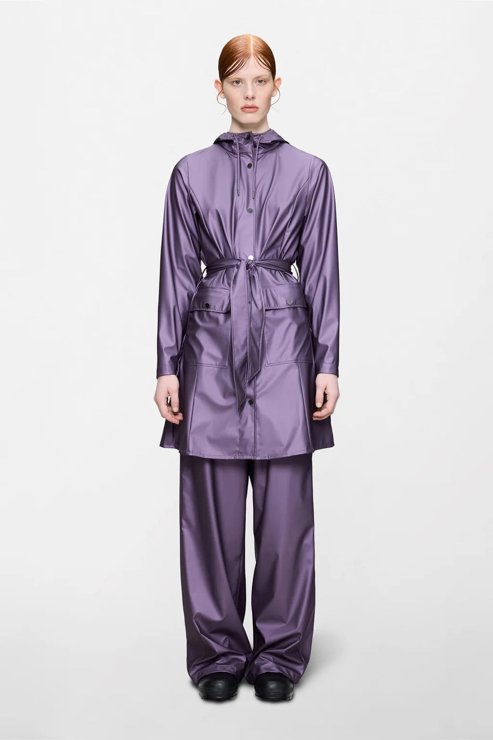 Rains Curve Long Jacket Paars Dames