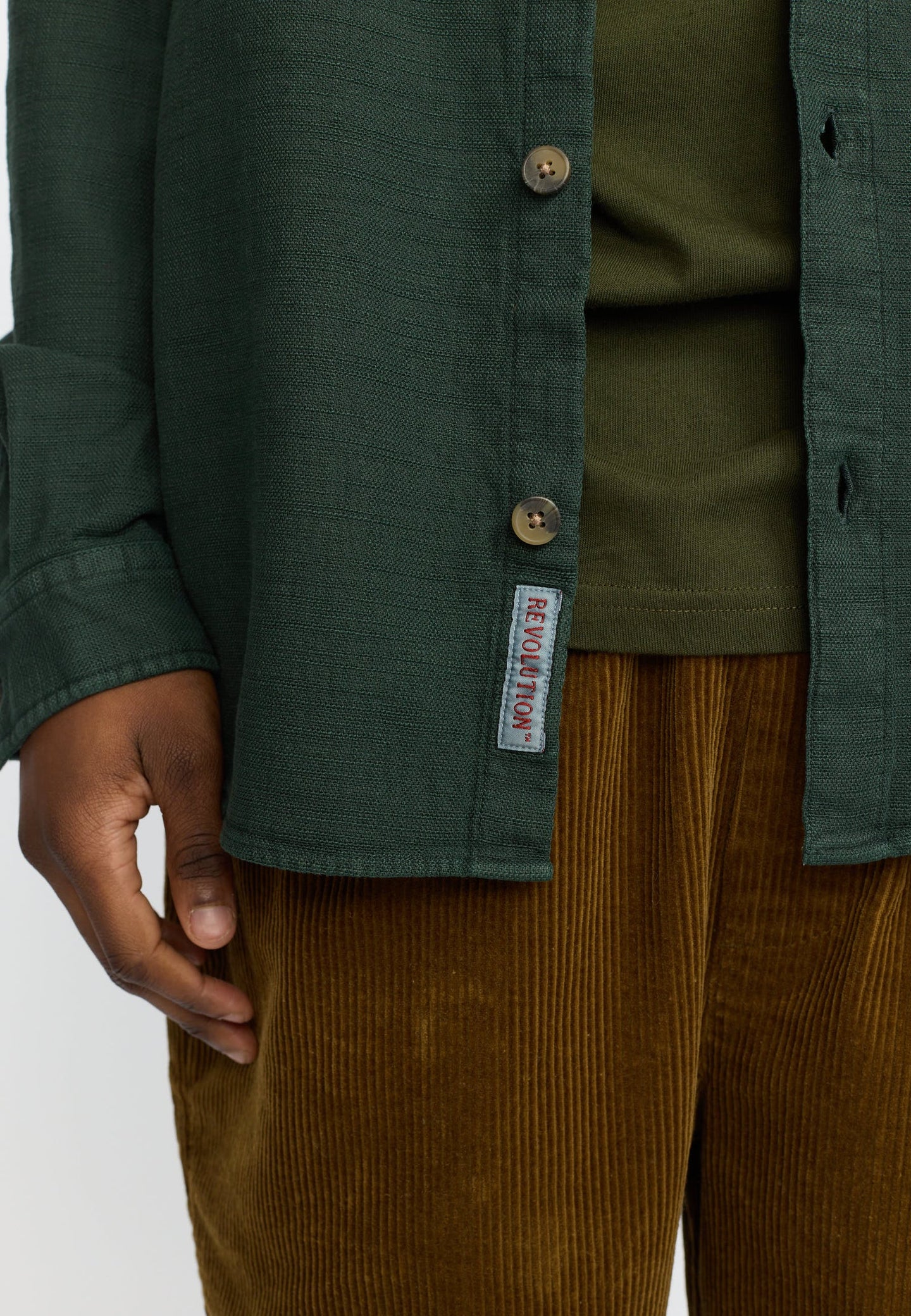 Revolution Casual Overshirt Donkergroen Heren