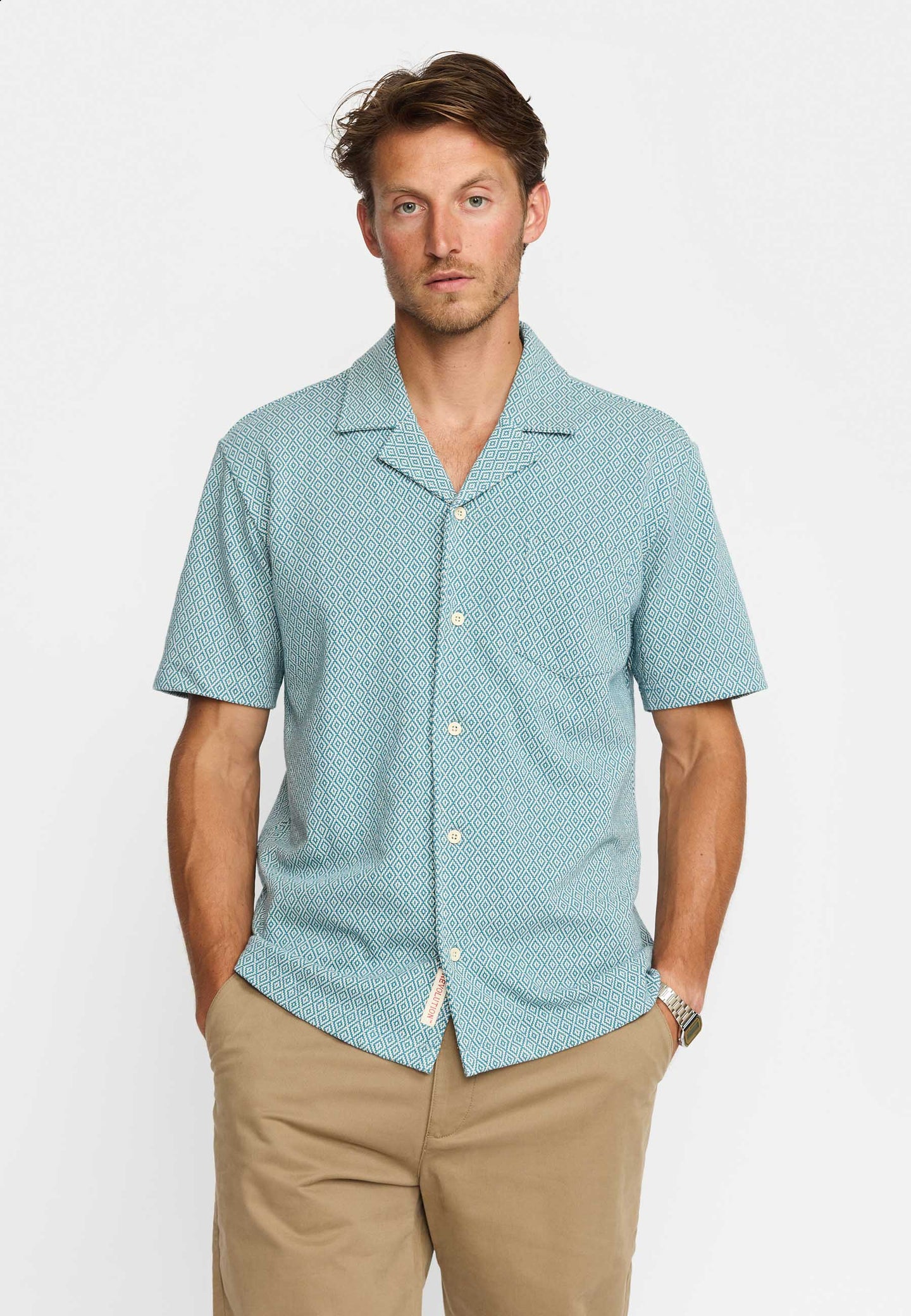 Jacquard Short sleeved Cuban shirt