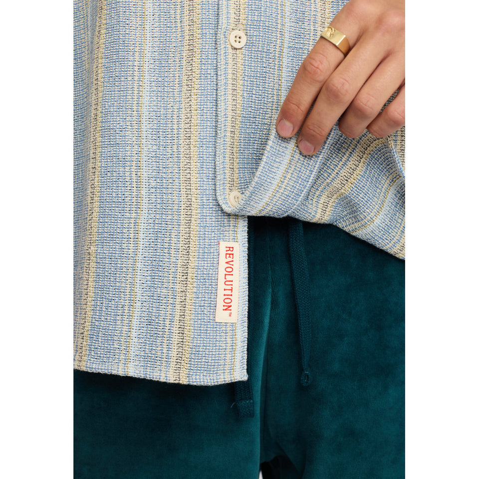 Revolution Short Sleeved Cuban Shirt Blauw Heren