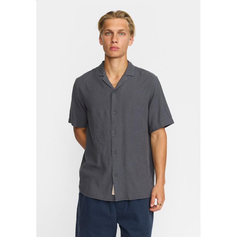 Revolution Short Sleeved Cuban Shirt Donkergrijs Heren