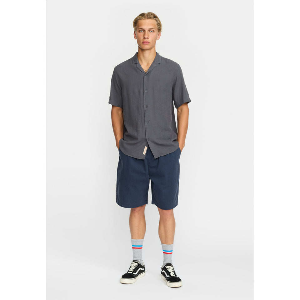 Revolution Short Sleeved Cuban Shirt Donkergrijs Heren