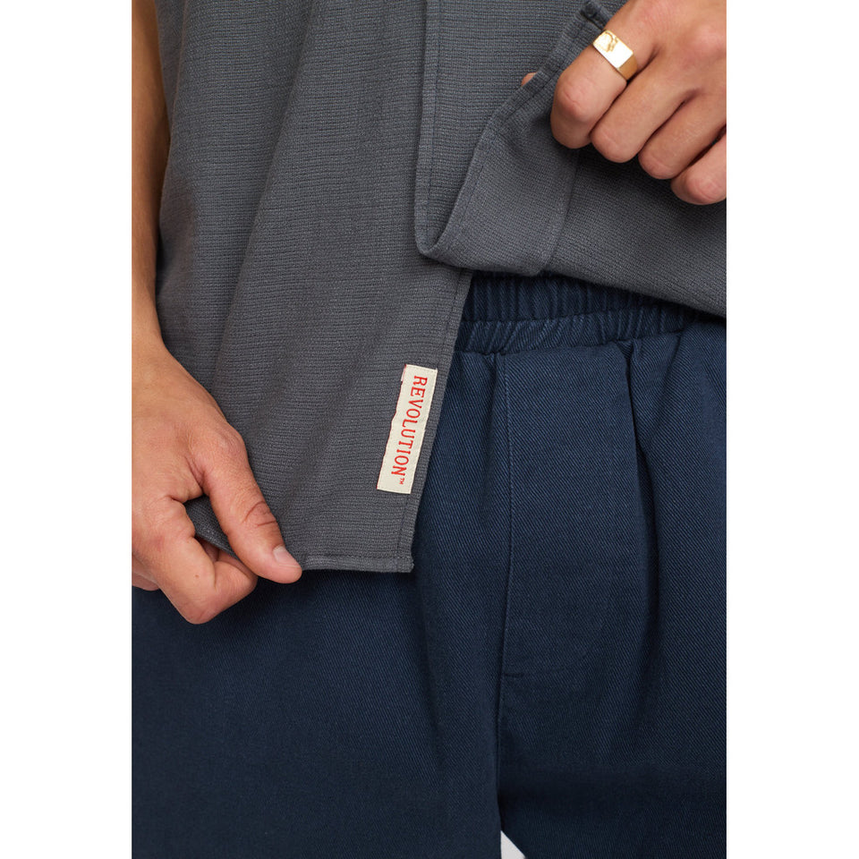 Revolution Short Sleeved Cuban Shirt Donkergrijs Heren