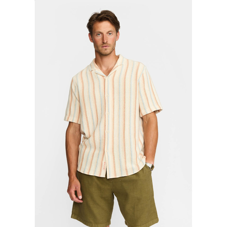 Revolution Short Sleeved Cuban Shirt Wit Heren